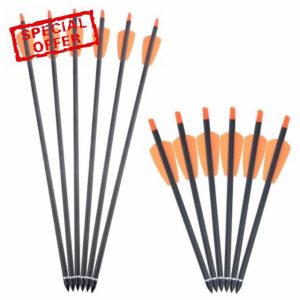 Poearcus Archery 7.5/15 Inch Pure Carbon Arrow Hunting Crossbow Arrows with 2 Inch Feather Crossbow Bolts for shooting