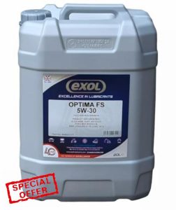 EXOL OPTIMA FS 5W-30 M400 Fuel Saving Engine Oil 20L - Advanced Formula 5W-30 Engine Oil for Optimized Performance and Fuel Economy
