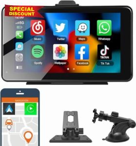 Wireless CarPlay and Android Auto Portable Car Stereo with 7-inch IPS Touchscreen