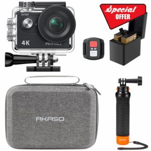 AKASO EK7000 Action Camera Floating Hand Grip Bundle - Includes 4K30FPS EK7000 Underwater Camera