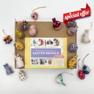 Bergin & Bath Needle Felting Bumper Kit - Easter Branch. Learn to Make a Complete Set of Decorations for Spring. A Premium Craft kit for Adults and Teens