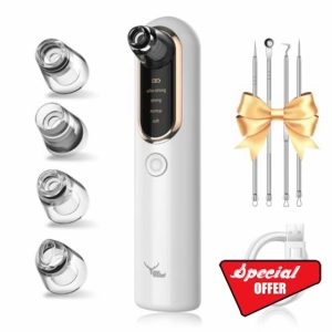 Yccu Blackhead Remover Vacuum 4 Suction Power Mode Blackhead Remover Tool Rechargeable Black Head Remover for Face with 4 Suction Heads Pore Vacuum Cleaner Acne Pimple Whitehead Extracto