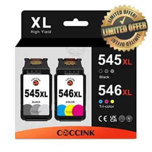 COCCINK PG-545 XL CL-546 XL Ink Cartridges Replacement for Canon TS3355 TS3350 TS3150 TS3351 TR4500 TR4550 TR4551 TR4650 TR4651 MG2550 for Canon 545XL 546XL Ink Cartridges Black and Colour High Yield