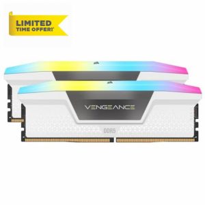 CORSAIR VENGEANCE RGB DDR5 RAM 32GB (2x16GB) 6000MHz CL30-36-36-76 1.4V AMD EXPO & Intel XMP Desktop Computer Memory – White (CMH32GX5M2B6000Z30W)