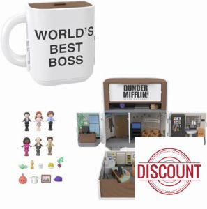 Polly Pocket x The Office Compact Playset 6 Character Dolls and 9 Accessories
