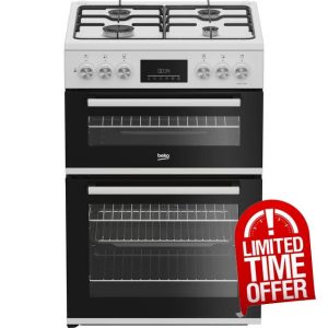 Beko 60cm Dual Fuel Cooker - White - A Rated            [Energy Class A]