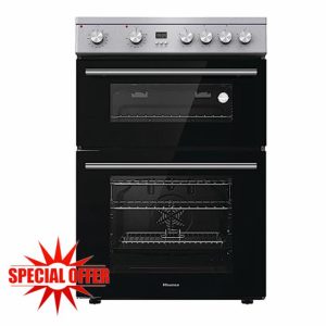 Hisense HDE3211BXUK 60cm Electric Cooker with Ceramic Hob - Brushed stainless steel -A+/A Rated Double Oven            [Energy Class A]