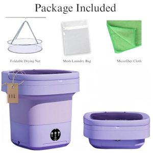 11L Foldable Washer & Spin Dryer with Laundry Bag & Drying Net & Microfiber Cloths