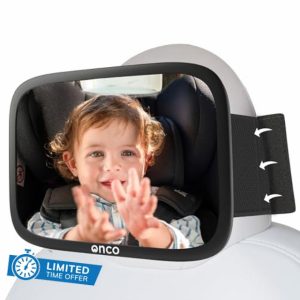 Onco Baby Car Mirror for Fixed Headrests - 100% Shatterproof & Shakeproof