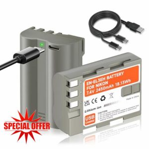 Mspalocell EN-EL3E USB-C 2450mAh replacement battery for Nikon D300 D300s D90 D80 D70 D70s D200 D100 D700 D30 D50 D50S EN-EL3e EN EL3e ENEL3e