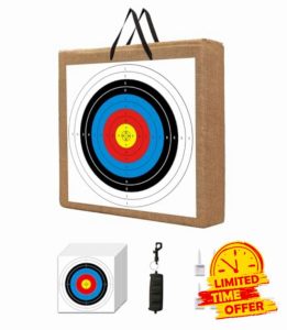 ZIRUU Solid 20" Straw Archery Targets with 20Pcs Paper for Backyard Bow and Recurve Compound Outdoor Bow Shooting Practice Accessories