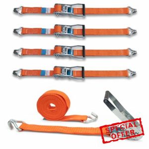 DoZurr 5000 Tie Down Straps with Sturdy Ratchet and Profile Hook