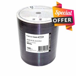 Falcon DVD Double Layer DVD+R DL 8.5GB 240 Min 8x White Inkjet Full Face Printable 0998 - 100 Pack