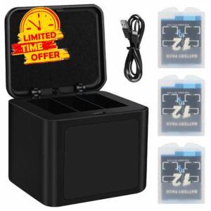 ASUNCELL 2000 mAh 3-Pack Hero 12/11/10/9 Batteries and USB Charger
