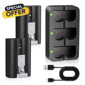 PoweLyt 2 Packs for Ring Battery 6040mAh Replacement Video Doorbell Battery and 3-Channel Charger Station Compatible with Video Doorbell 2/3/4/3 Plus