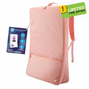 HP Travel Backpack for Sprocket Photobooth – Padded Case with Adjustable Straps & Front Zipper Pocket (Pink)