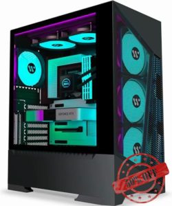 ANSAITE PC Case- Pre-Install 6 PWM Fans ATX Mid Tower Gaming Case Mesh Computer Case with Opening Tempered Glass Side Panel
