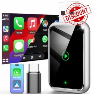 Wireless CarPlay Adapter UK for Apple Android Auto Wireless Adpater 2 in 1 Car Play Wireless Adapter Wired to Wireless Android Auto Adapter USB C/A for Android 11+/iOS 10+ Phone Plug & Play Deep Black