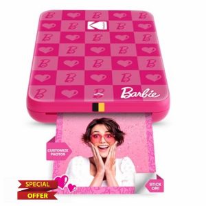 KODAK Barbie x Step Slim Wireless Instant Portable Photo Mobile Printer – Full Color Prints in Zink 2x3” Sticky-Backed Photos from iOS & Android Devices via Bluetooth in the App – Iconic Style
