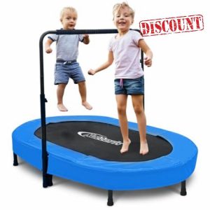 Nattork Indoor Trampoline for Kids with Adjustable Handle Exercise Trampoline Foldable for Adults Max Load 250 LBS Rebounder Trampoline for Two