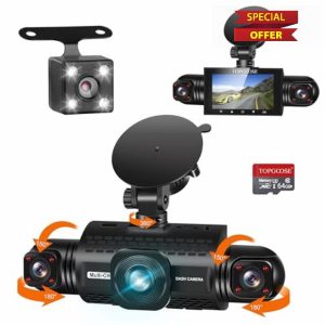 360° View 4 Channel Dash Cam Front and Rear Inside Left Right
