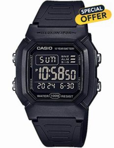 Casio Men's Digitaal Watch W-800H-1AVES – Quartz – Waterproof – Plastic Strap – Zwart 100023