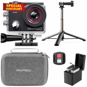 AKASO EK7000 Pro Action Camera Selfie Stick Bundle - Includes 4K30FPS EK7000 Pro Underwater Camera