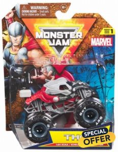 Monster Jam 2024 Marvel 1:64 Scale Diecast Series 1 Monster Truck with Flag: Tho