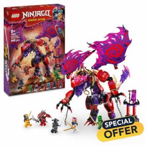 LEGO NINJAGO Thunderfang Dragon of Chaos Toy with 6 Ninja Warriors Minifigures - Good vs Evil Role Play Building Set for 8+ Year Old Boys & Girls - Gifts for Dragons Rising Show Fans - 71832