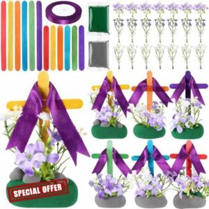 Yunlly 24 Sets Religious Easter Crafts Christian Easter Craft Cards with Air Dry Clay He is Risen Crafts Cross Crafts for Sunday School Spring Activities Spring Crafts