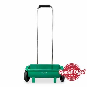 Crystals Lawn Seed Spreader - 12L Capacity Garden Grass Seed Spreader Wheeled - Lawn Feed Spreader on Wheels - Lawn & Garden Spreader for Grass Seed