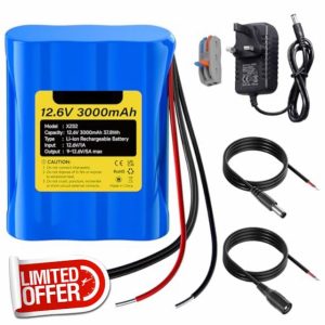 CITYORK 3000mAh 12.6V DC Rechargeable Lithium Ion Portable Battery Pack for solar charging panel