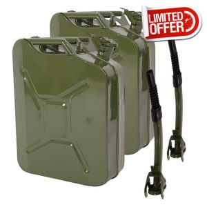 Bonnlo 20L Jerry Can Fuel Oil Storage Can Metal Diesel Petrol Tank with Pouring Spout For Diesel