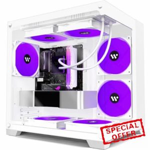 ANSAITE Micro ATX Tower PC Case 4 PWM ARGB Fans Gaming PC Mini Case with 2*Tempered Glass