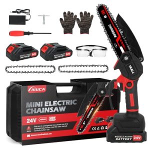 6-Inch Cordless Chainsaw with 2 Powerful Batteries & 2 Chains – Safety Lock & High-Power Motor for Efficient Woodworking