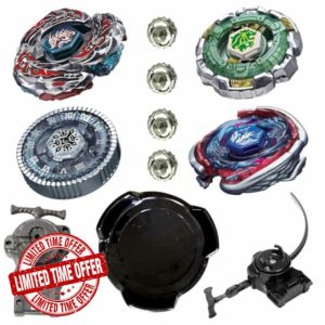 Set of 4 Bey Spinning Tops with Battle Stadium