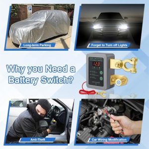 12V 240A Remote Battery Disconnect Switch with Led Voltage Display Car Kill Switch Anti Theft Automatic Cut/Shut Off Switch for Auto Truck Marine RV ATV Boa