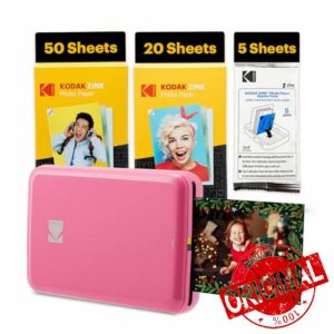 KODAK Step Instant Smartphone Photo Printer - 75 Sheets BUNDLE - Portable Mini Color Wireless Mobile Printer - Zink 2x3” Sticky-Back Photos - Bluetooth Compatible with Smart Devices - Fun App -Pink