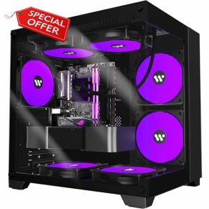 ANSAITE Micro ATX Tower PC Case 4 PWM ARGB Fans Gaming PC Mini Case with 2*Tempered Glass