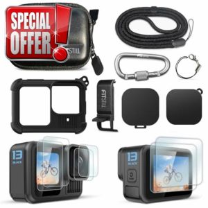 FitStill PU Mini Carrying Case Silicone Sleeve Rubber Protective Case for Go Pro Hero 13 Black