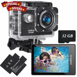 Jadfezy Action Camera FHD 1080P with 32GB Card