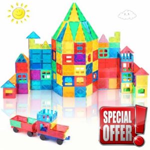 Kids Magnetic Tiles Building Blocks 110PCS Learning Construction STEM Toys Age 3 4 5 6 7 8 9 10 11 12 Year Old Gift for Boys Girls