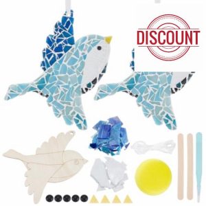 WEBEEDY 2 Sets Colorful Bird Glass Mosaic Tiles Kit Cute Bird Mosaic Coaster with Wooden Bases Wall Decor Mosaic Kit Unique Gifts for Women
