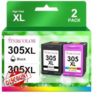 JINKCOLOR 305XL Ink Cartridges Remanufactured for HP 305 Ink Cartridges Black and Colour 305 XL for HP DeskJet 2700 2710 2720 2722 Plus 4100 4120 4130 Envy 6000 6010 6020 6030 6032 Pro 6400 6430 6432