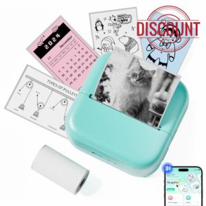 Memoking Mini Printer - M02L Thermarote Sticker Printer Bluetooth for Phone
