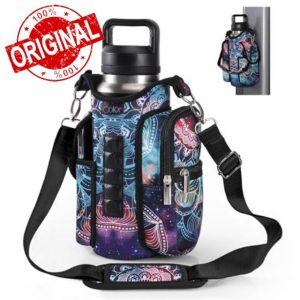 icolor Gym Magnetic Bag Water Bottle Carrier Holder with Strap & Phone Pockets