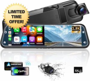 9.66" Mirror Dash Cam Front and Rear 2.5K+1080P