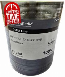 Falcon DVD Double Layer DVD+R DL 8.5GB 240 Min 8x Silver Top for Marker Pen Use 8179 - 100 Pack