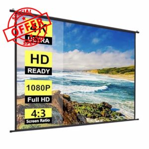 INMOZATA Projector Screen 100inch/203 x 152cm Wall Mounted & Ceiling Mounted Projector Screen with 4:3 Ratio Matte White Screen for Home School Cinema Theater Outdoor Indoo