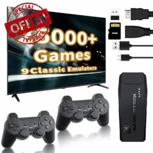 Classic Retro Games Console Tv: with 64GB Built-in Card 20000+ Games - Play TV Stick with 2 Game Controllers Support 4K HD Outpu